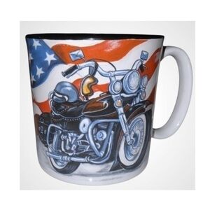 Burton & Burton Motorcycle Mug 2005 USA Flag America Patriotic Chopper Mug